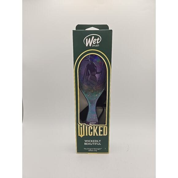 NEW Wicked Wet Brush Wickedly Beautiful Elphaba Detangler Hair Brush Bow Clip - Picture 1 of 3
